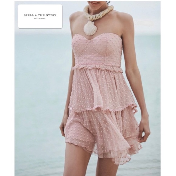 NWT Spell Mira Bustier RaRa Dress Rose - Picture 1 of 16